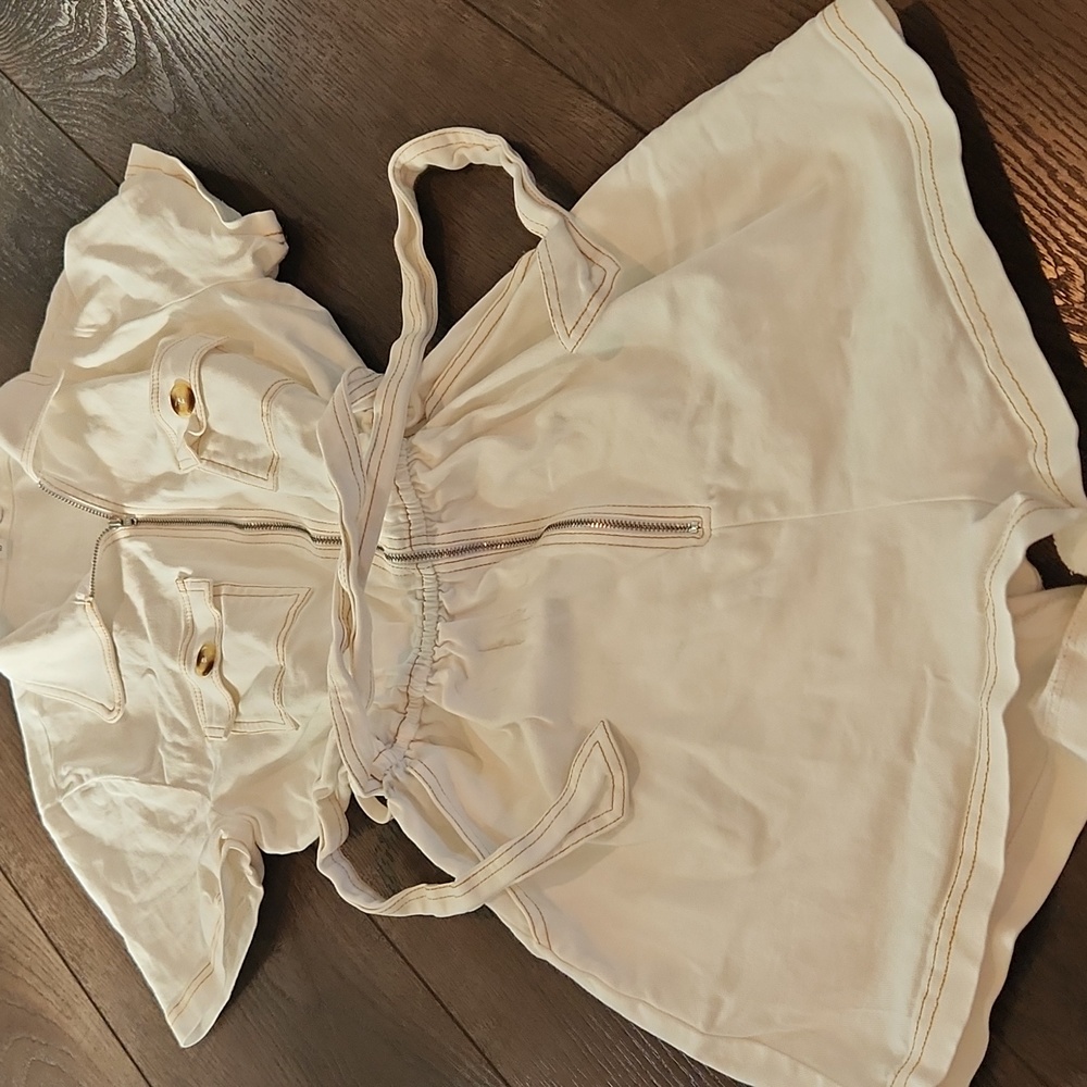 Peter Som Button Romper White Size 10 Denim Stained